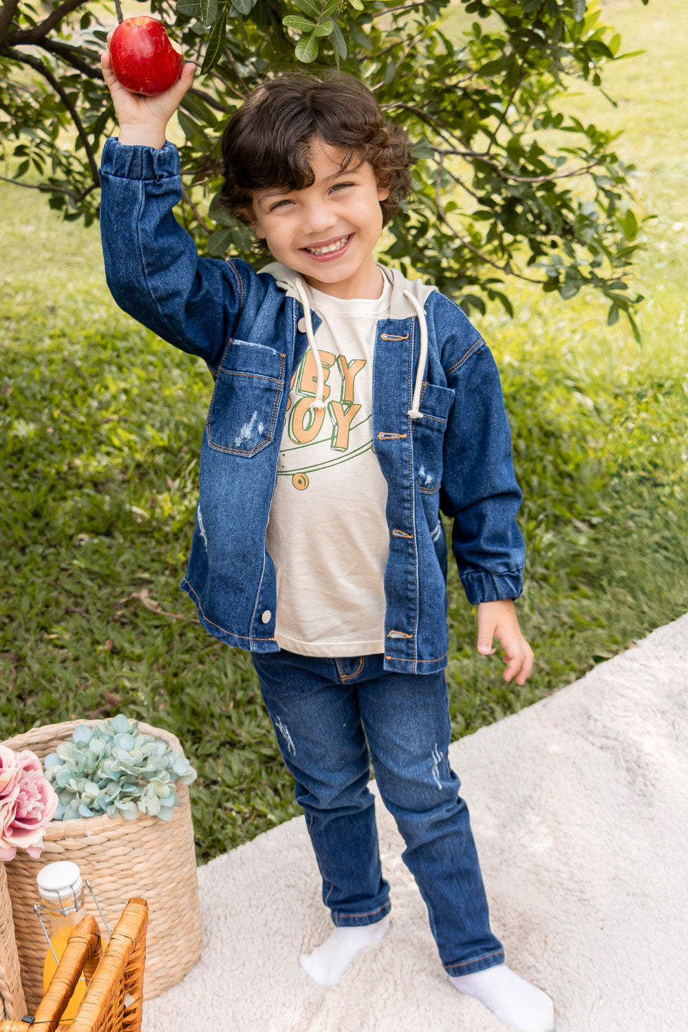 CONJUNTO 3 PRENDAS NIÑO HEY BOY BLANCO