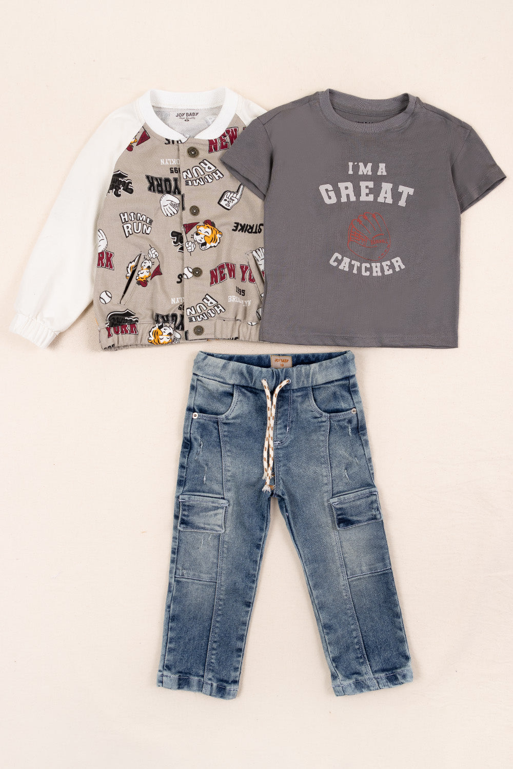 CONJUNTO 3 PRENDAS NIÑO GREAT CATCHER GRIS