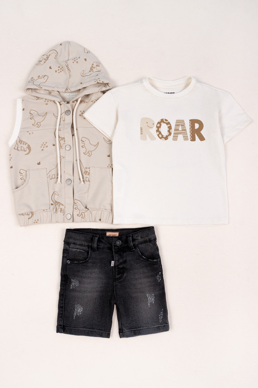 CONJUNTO 3 PRENDAS NIÑO ROAR BEIGE