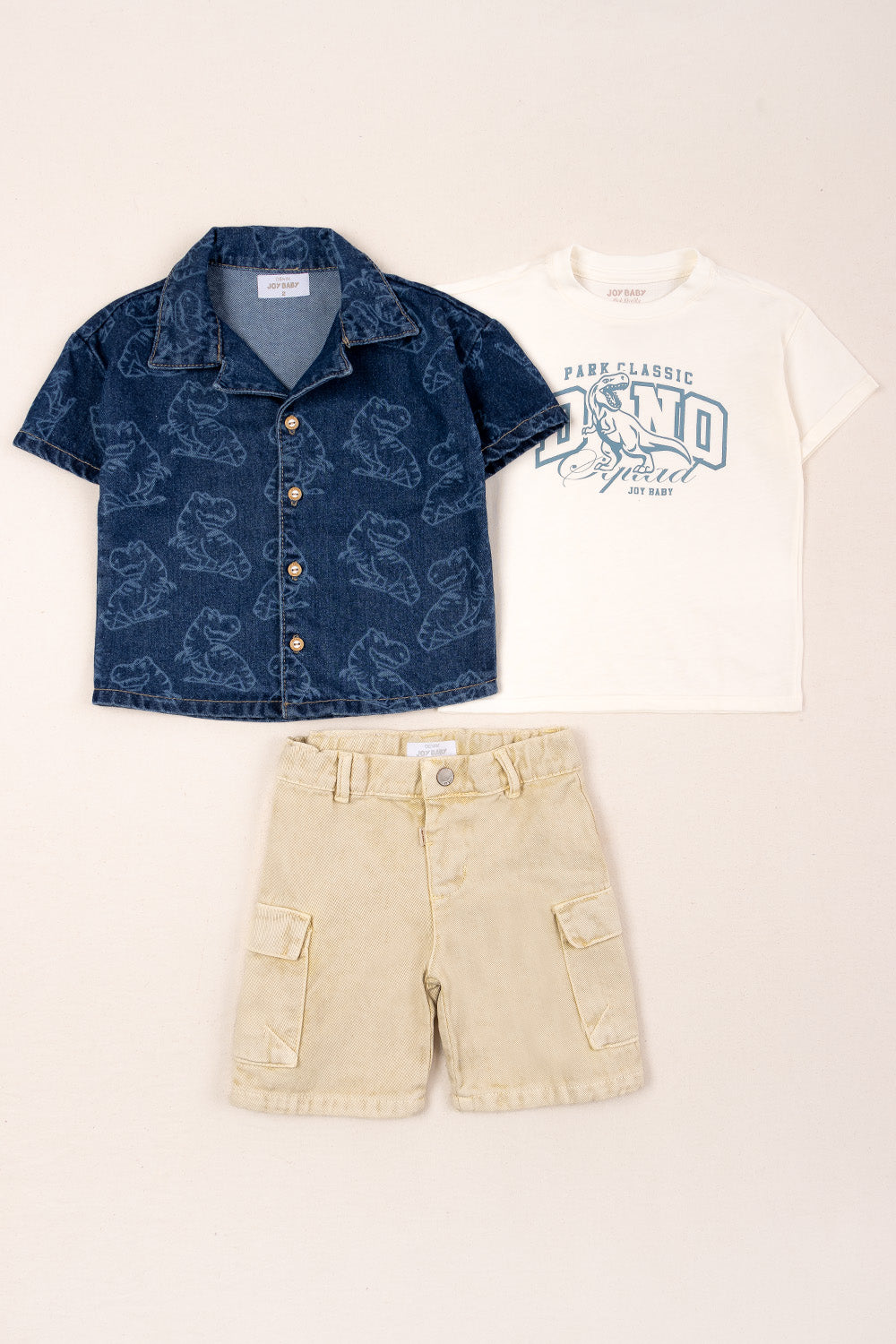 CONJUNTO 3 PRENDAS NIÑO PARK DINO BLANCO