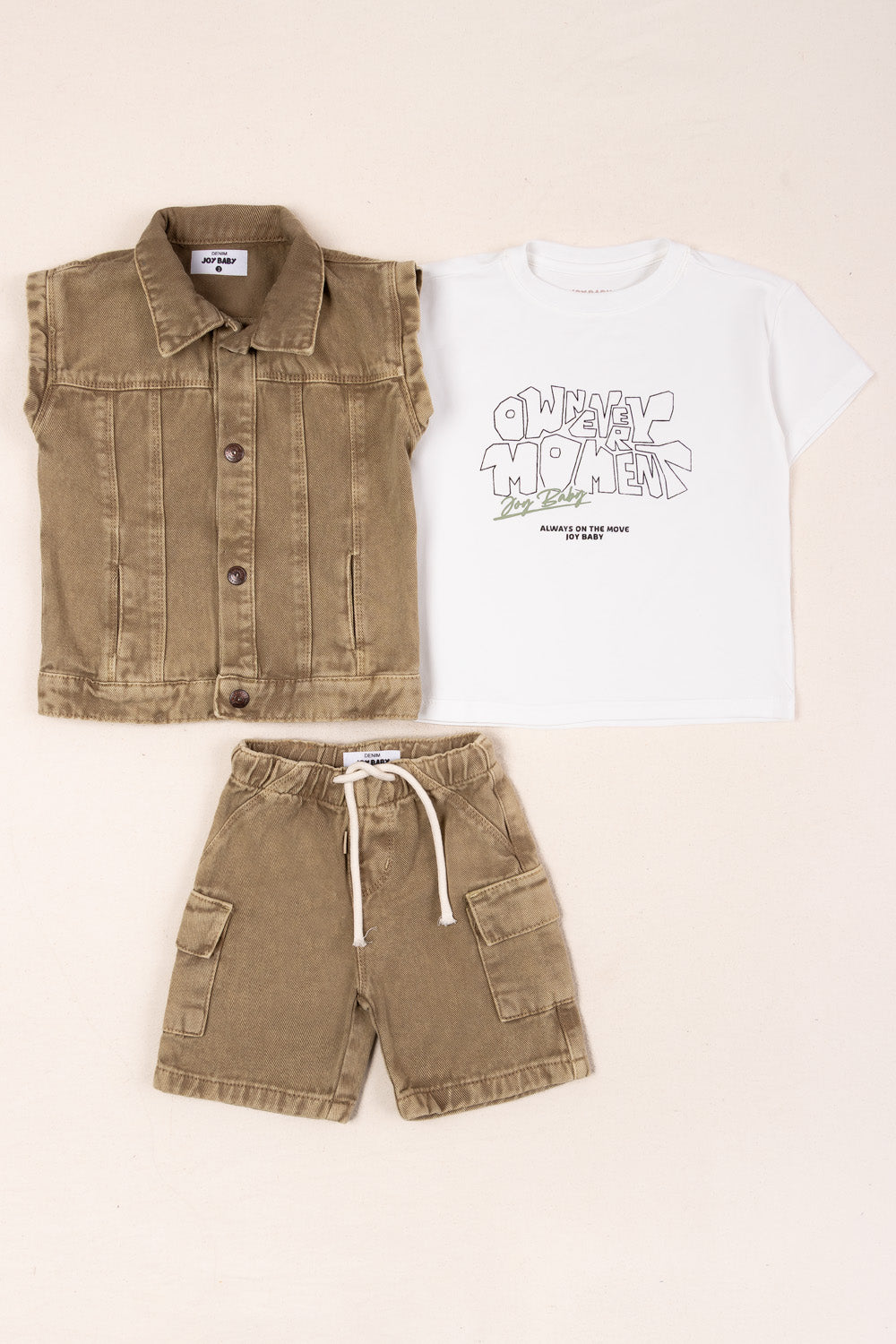 CONJUNTO 3 PRENDAS NIÑO MOMENT CAFÉ