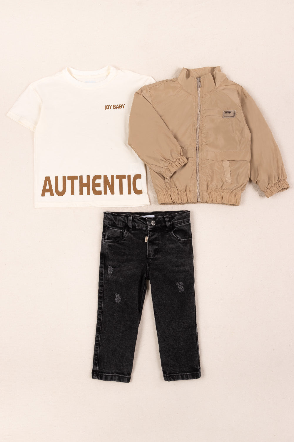 CONJUNTO 3 PRENDAS NIÑO AUTHENTIC BEIGE