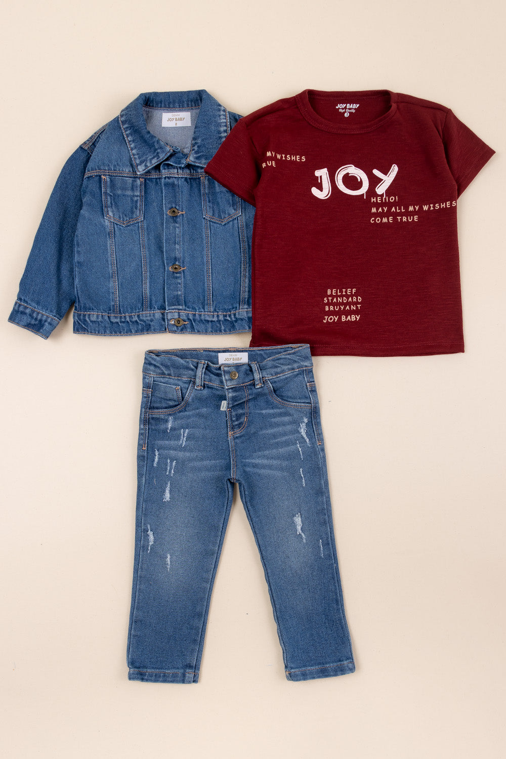 CONJUNTO 3 PRENDAS NIÑO BELIEF VINOTINTO