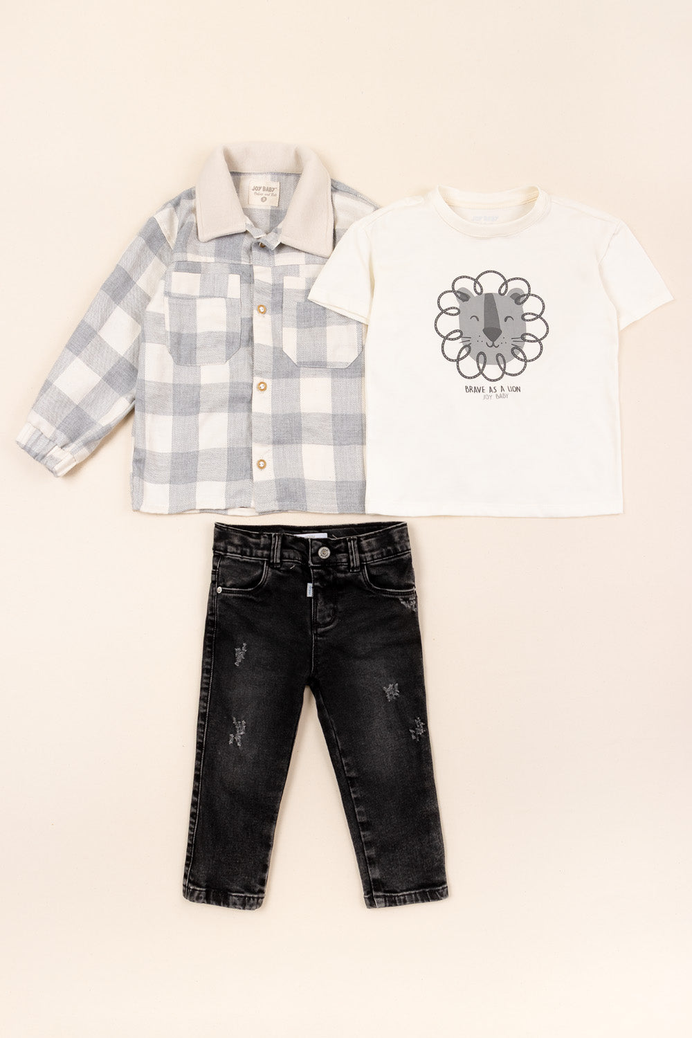 CONJUNTO 3 PRENDAS NIÑO LION GRIS