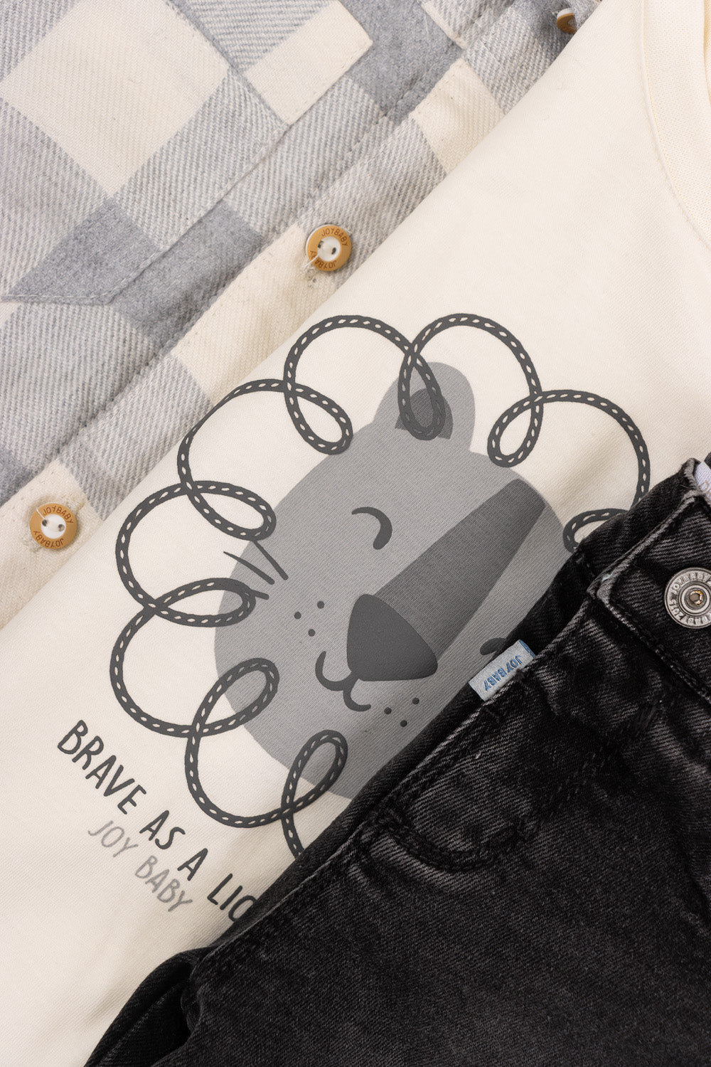 CONJUNTO 3 PRENDAS NIÑO LION GRIS