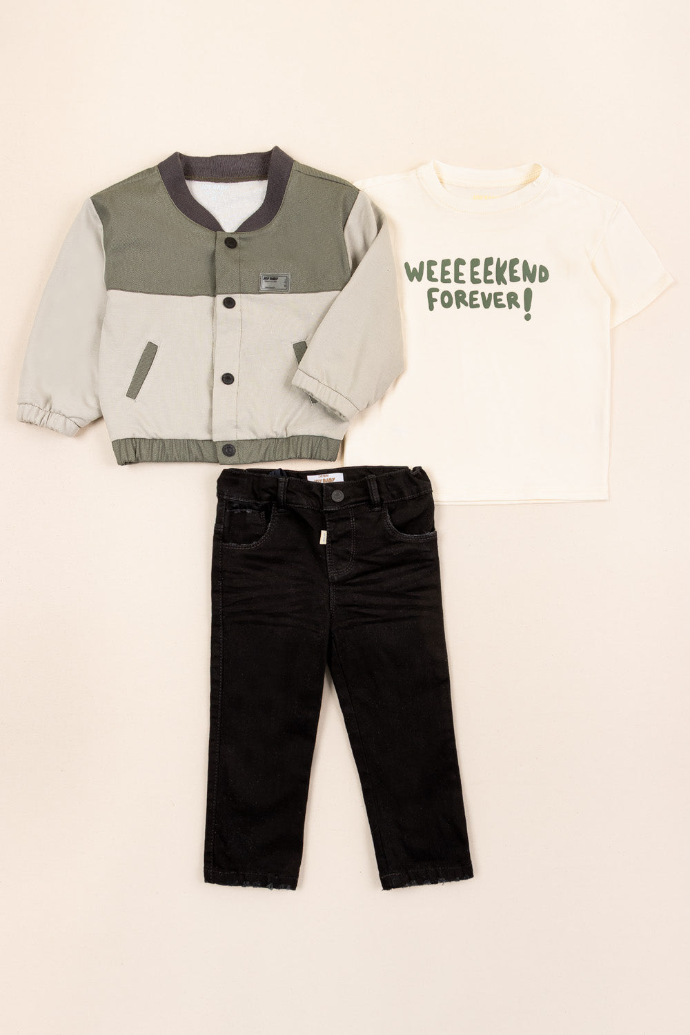 CONJUNTO 3 PRENDAS NIÑOFOREVER VERDE