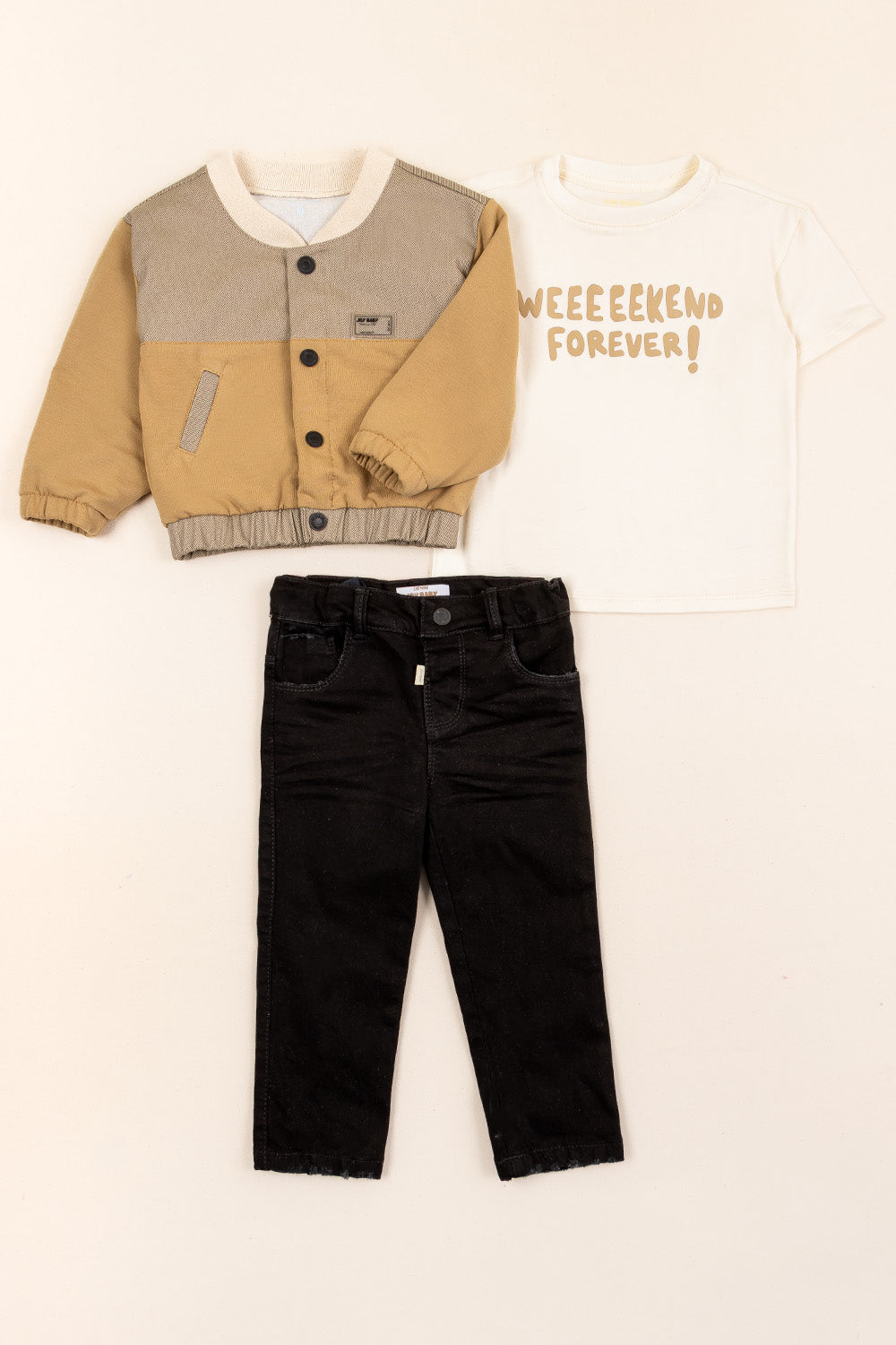 CONJUNTO 3 PRENDAS NIÑO FOREVER BEIGE