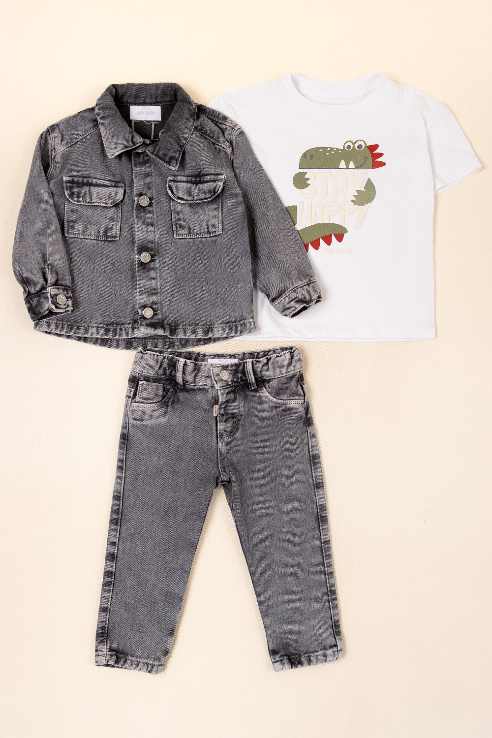 CONJUNTO 3 PRENDAS NIÑO STAY GRIS