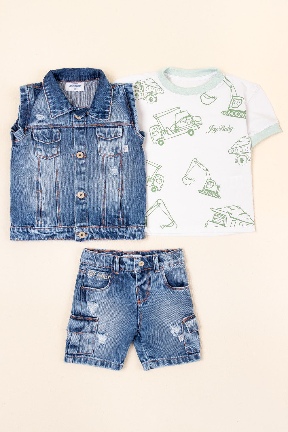 CONJUNTO 3 PRENDAS NIÑO WORK BLANCO