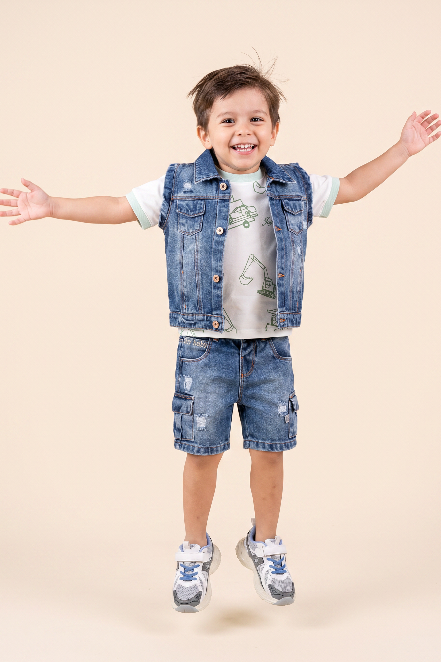 CONJUNTO 3 PRENDAS NIÑO WORK BLANCO