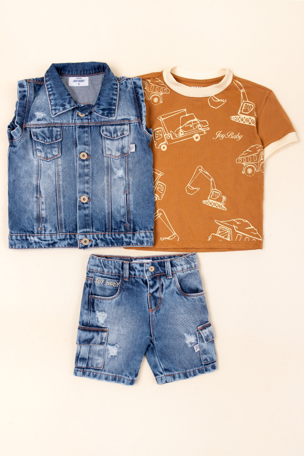 CONJUNTO 3 PRENDAS NIÑO WORK CAQUI