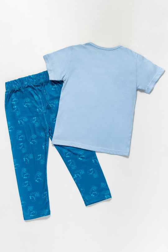 PIJAMA NIÑO DINO AZUL