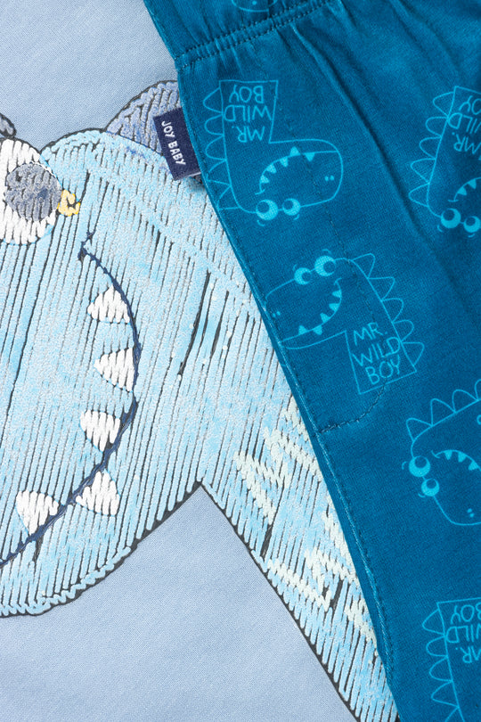 PIJAMA NIÑO DINO AZUL