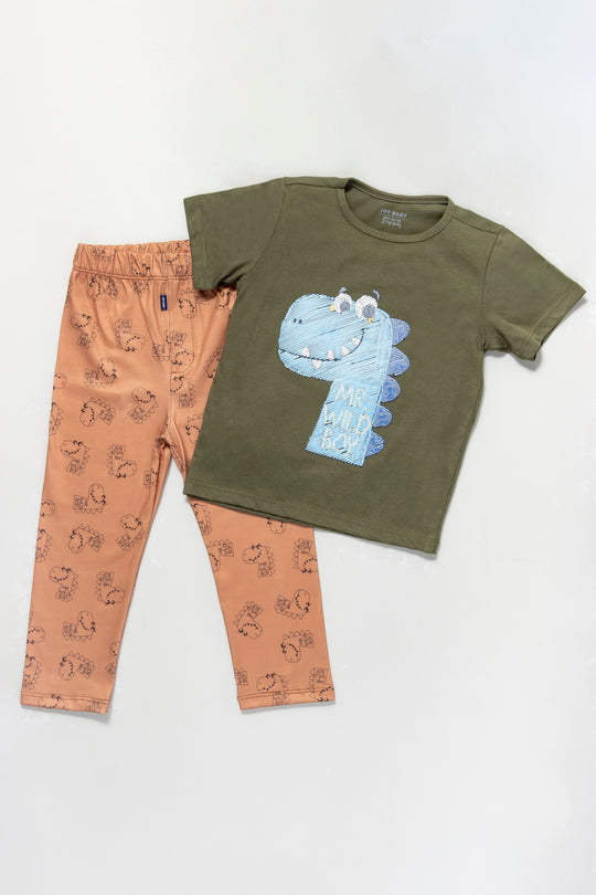 PIJAMA NIÑO DINO VERDE