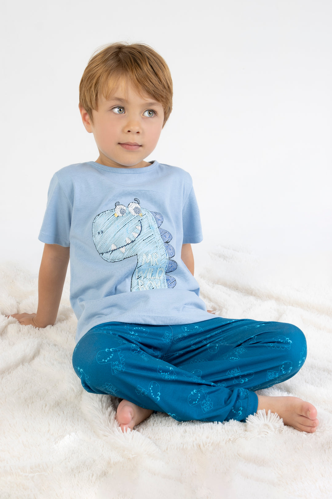PIJAMA NIÑO DINO AZUL
