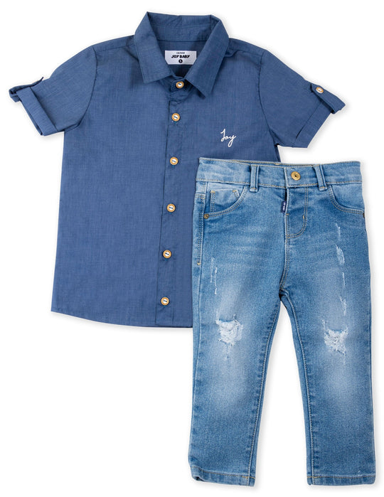 CONJUNTO CAMISA NIÑO AZUL