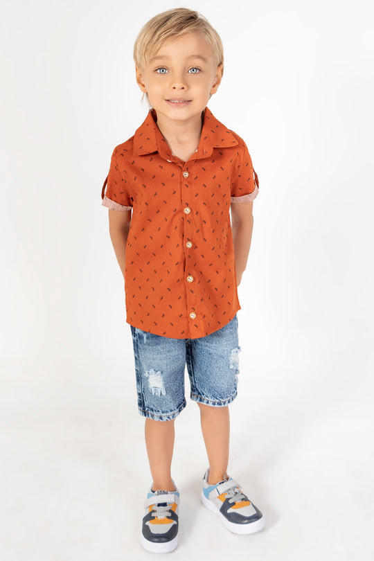 CONJUNTO BERMUDA NIÑO TERRACOTA