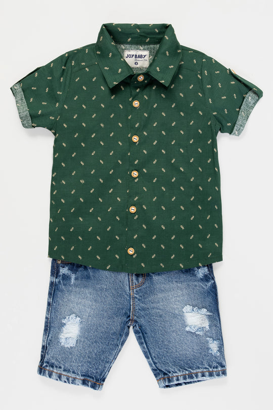CONJUNTO BERMUDA NIÑO VERDE