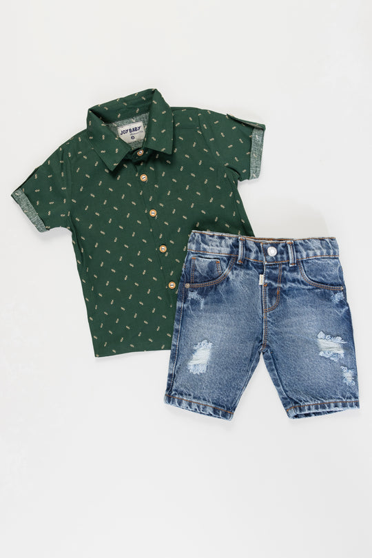CONJUNTO BERMUDA NIÑO VERDE