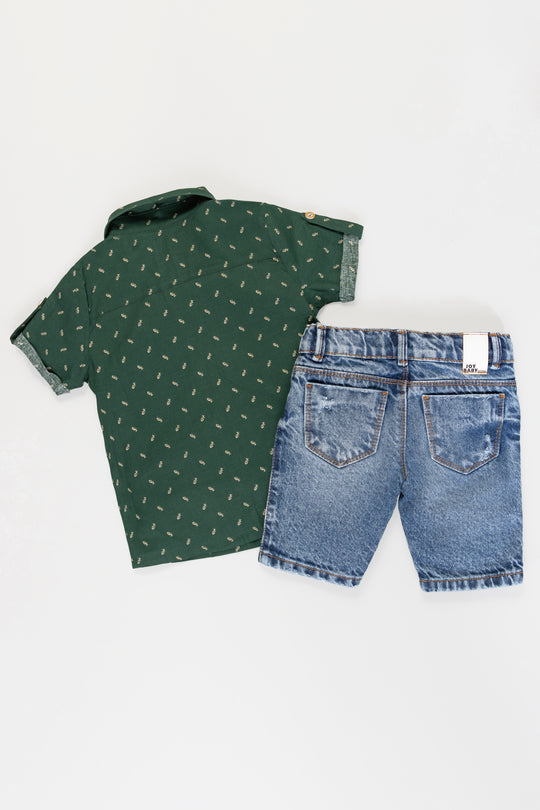 CONJUNTO BERMUDA NIÑO VERDE