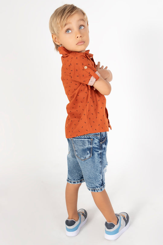CONJUNTO BERMUDA NIÑO TERRACOTA