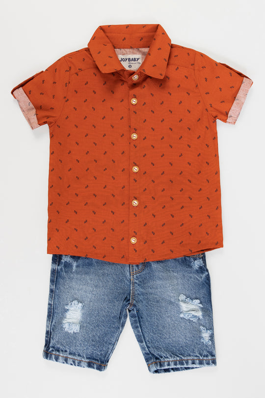 CONJUNTO BERMUDA NIÑO TERRACOTA