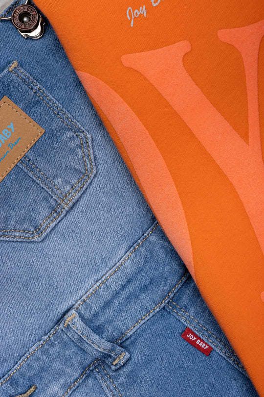 CONJUNTO OVEROL NIÑO HOME NARANJA