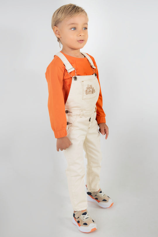 CONJUNTO OVEROL NIÑO DINO NARANJA