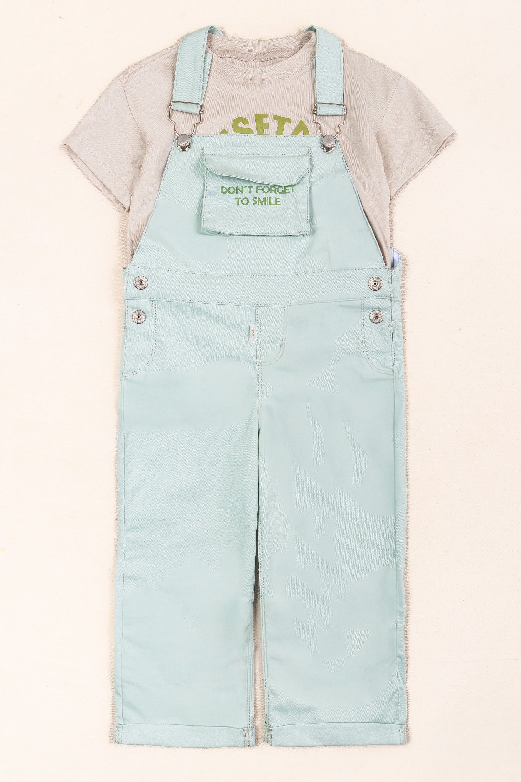 CONJUNTO OVEROL NIÑO SMILE CELESTE