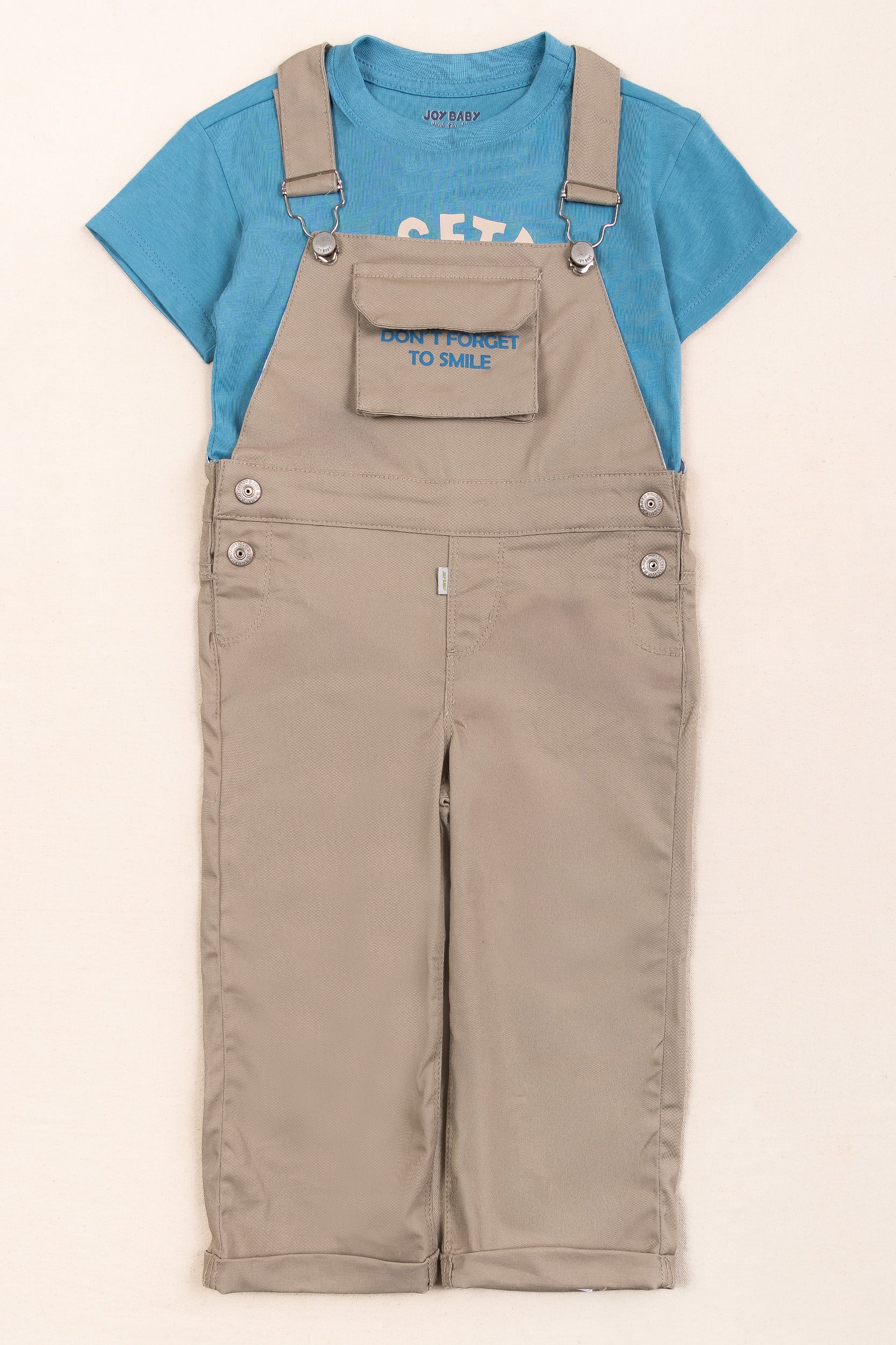 CONJUNTO OVEROL NIÑO SMILE BEIGE