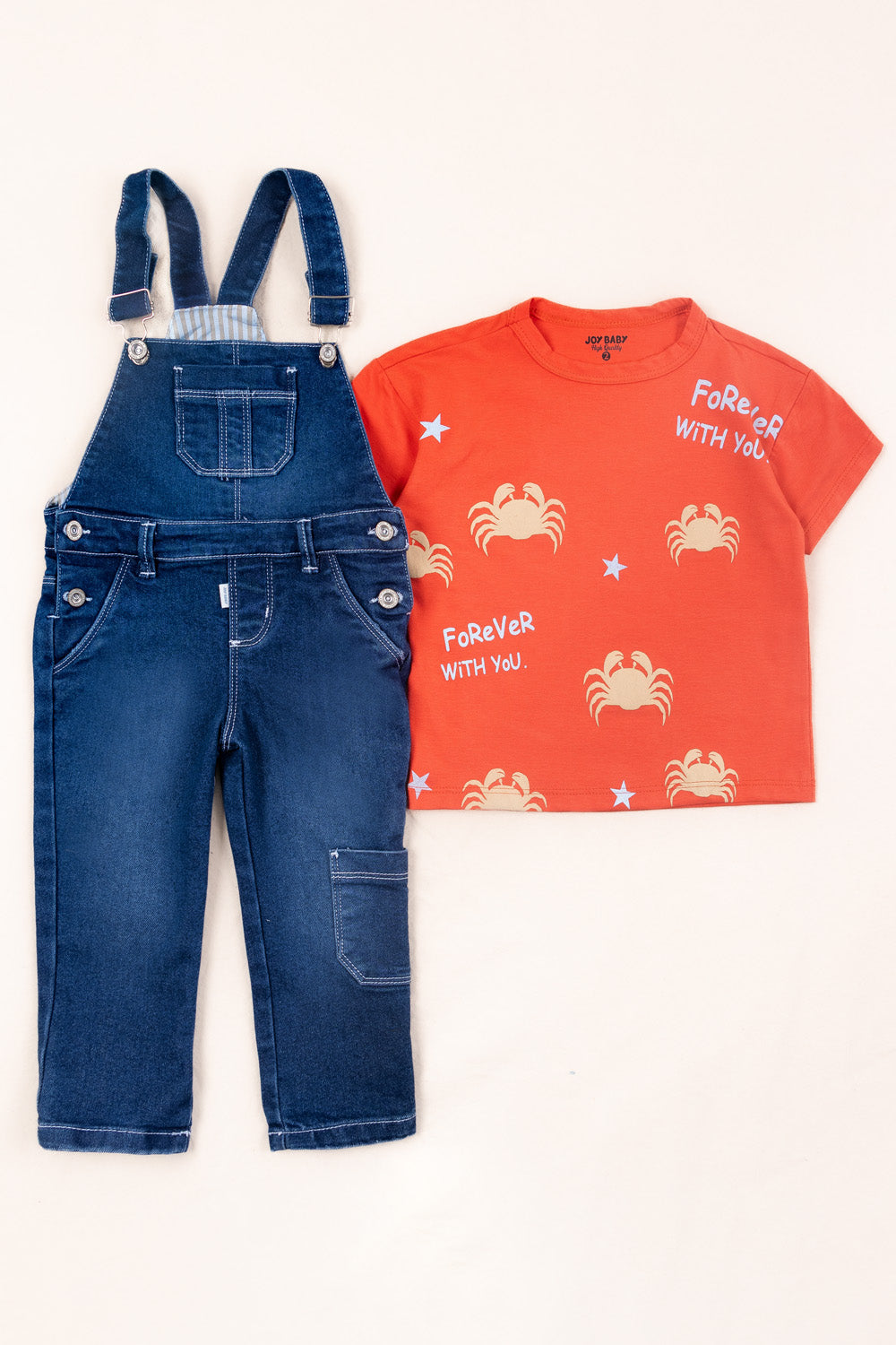 CONJUNTO OVEROL NIÑO CRAB NARANJA