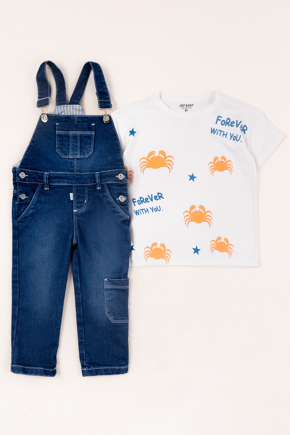 CONJUNTO OVEROL NIÑO CRAB BLANCO