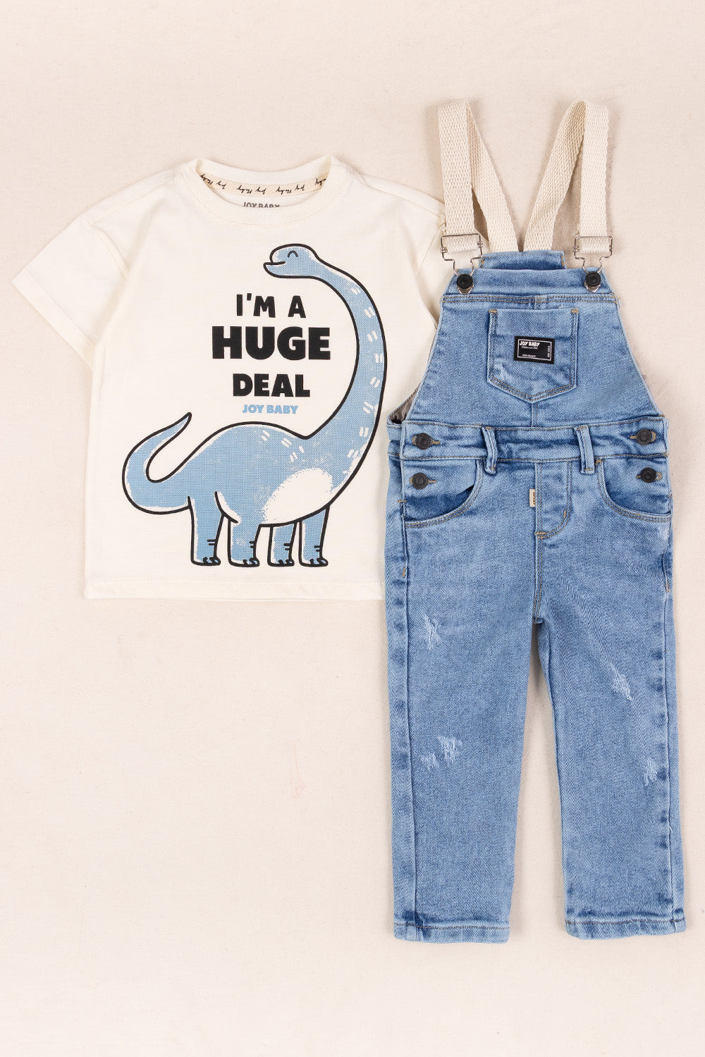 CONJUNTO OVEROL NIÑO HUGE DEAL BLANCO