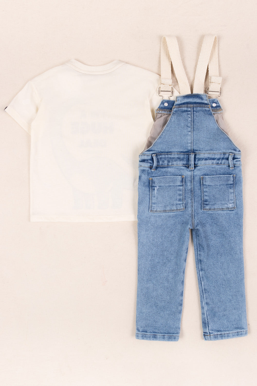 CONJUNTO OVEROL NIÑO HUGE  BLANCO