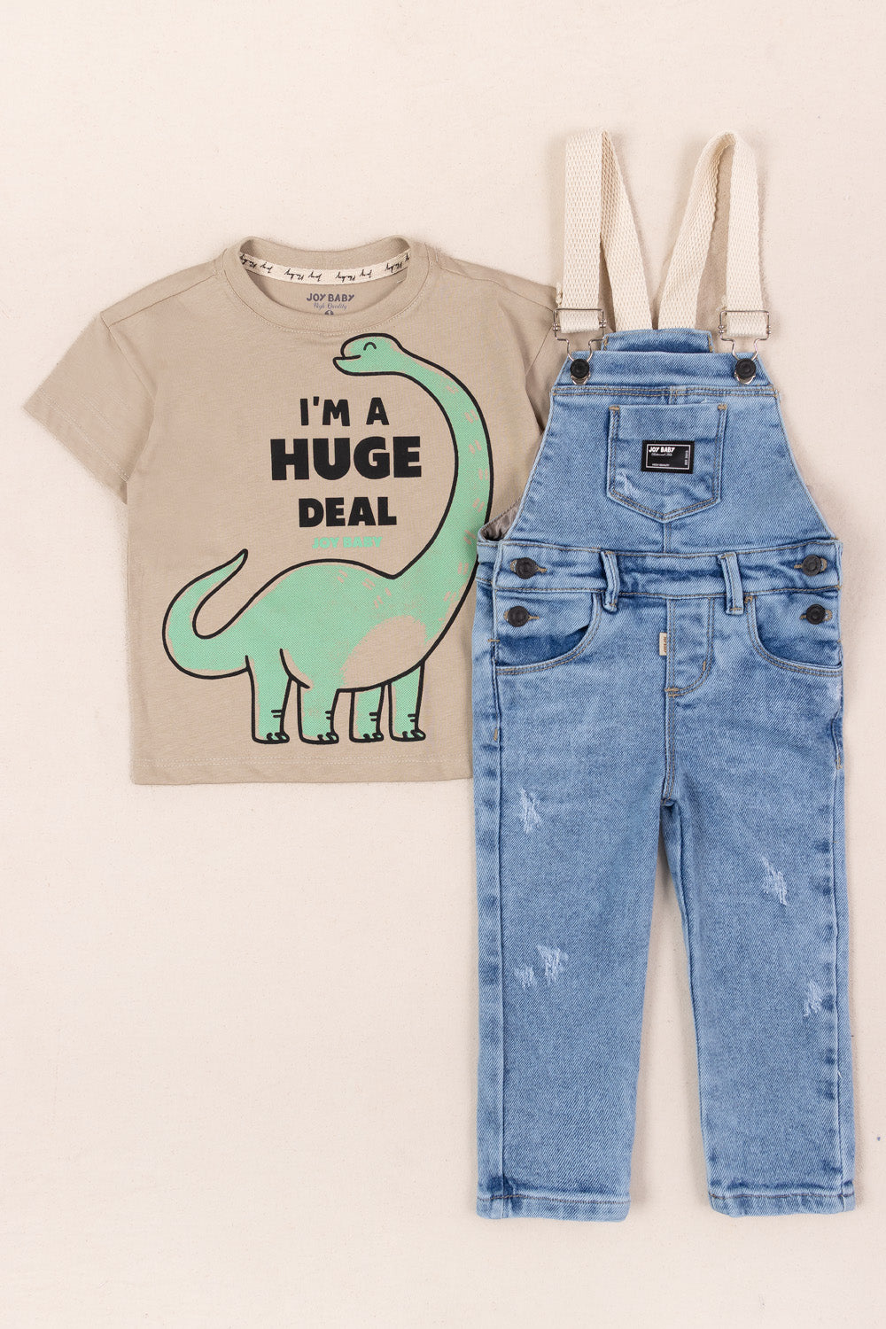 CONJUNTO OVEROL NIÑO HUGE DEAL BEIGE