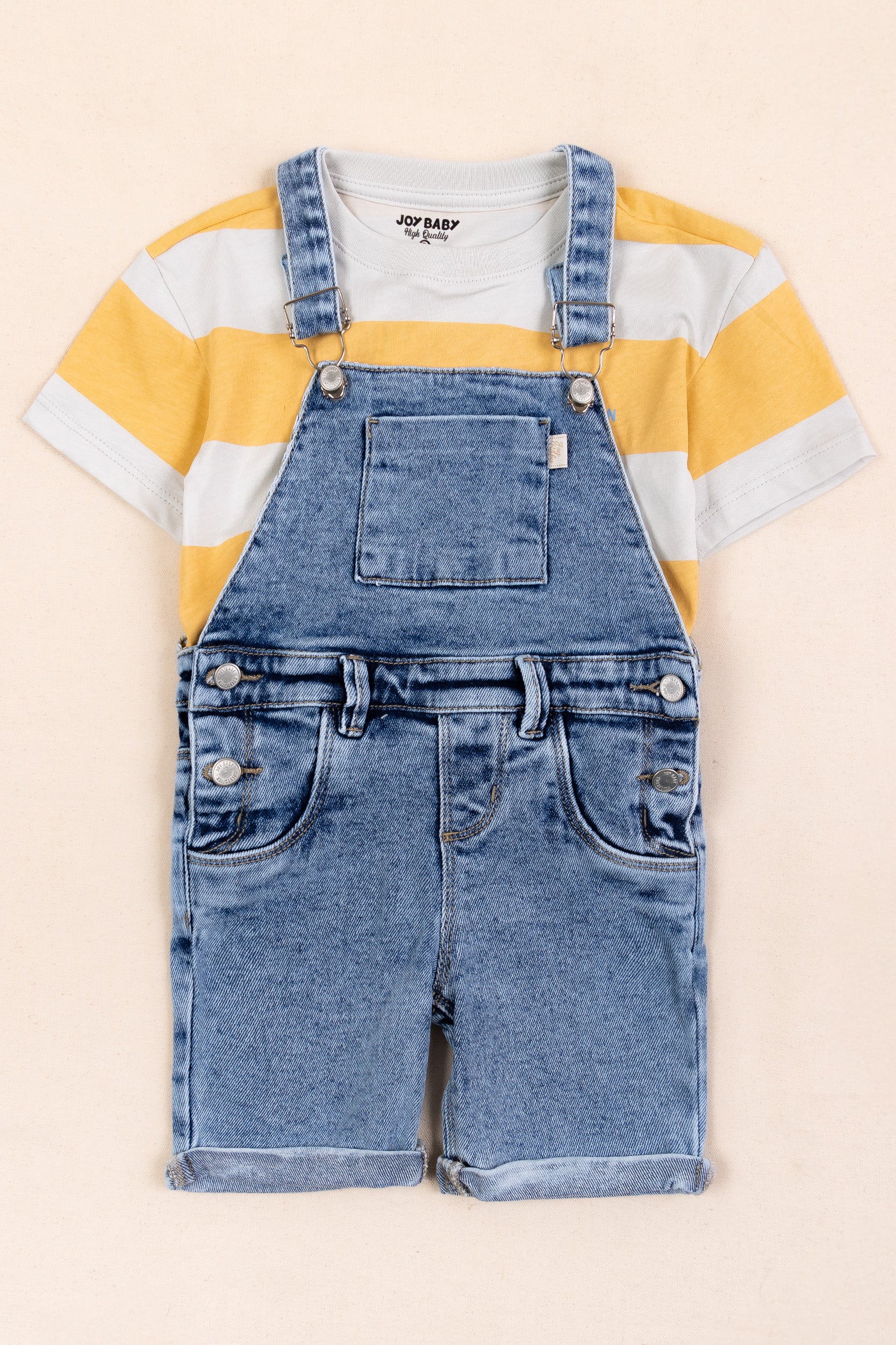 OVEROL DENIM CORTO NIÑO AMARILLO