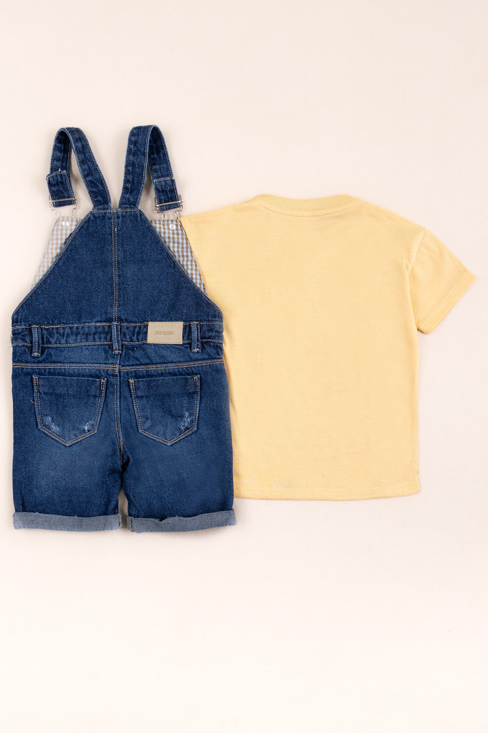 OVEROL DENIM CORTO NIÑO DINO AMARILLO