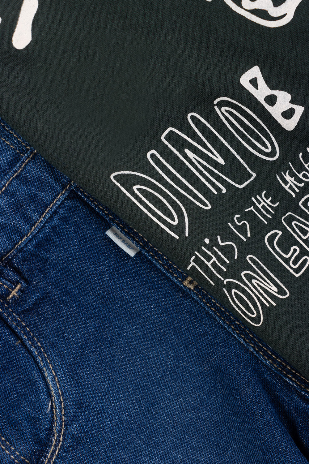 OVEROL DENIM CORTO NIÑO DINO VERDE