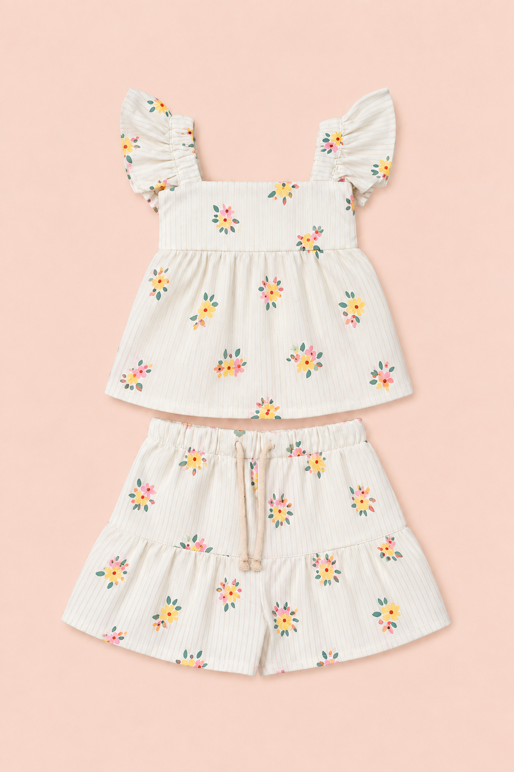 CONJUNTO NIÑA FLOWERS  AMARILLO