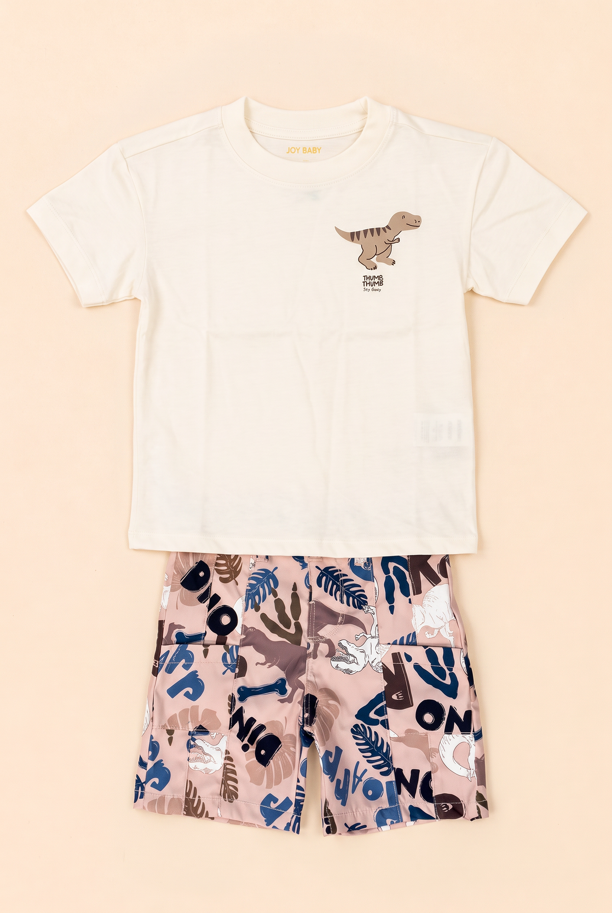 CONJUNTO BERMUDA NIÑO DINO BEIGE