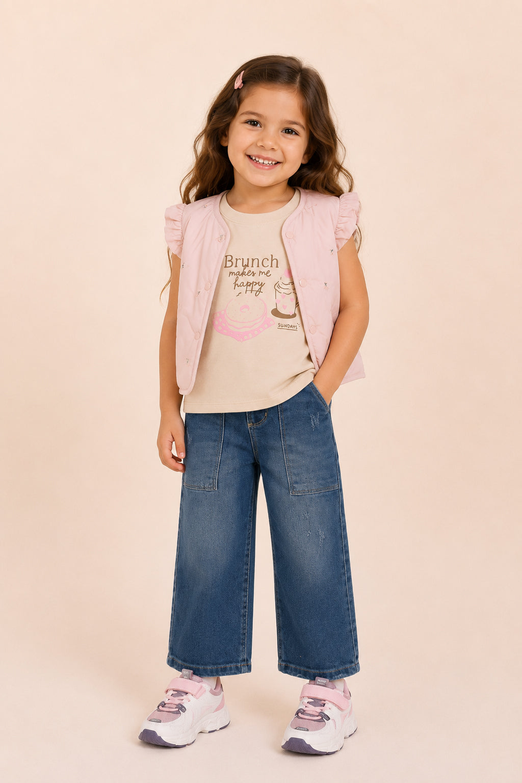 CONJUNTO 3 PRENDAS NIÑA BRUNCH PALO ROSA