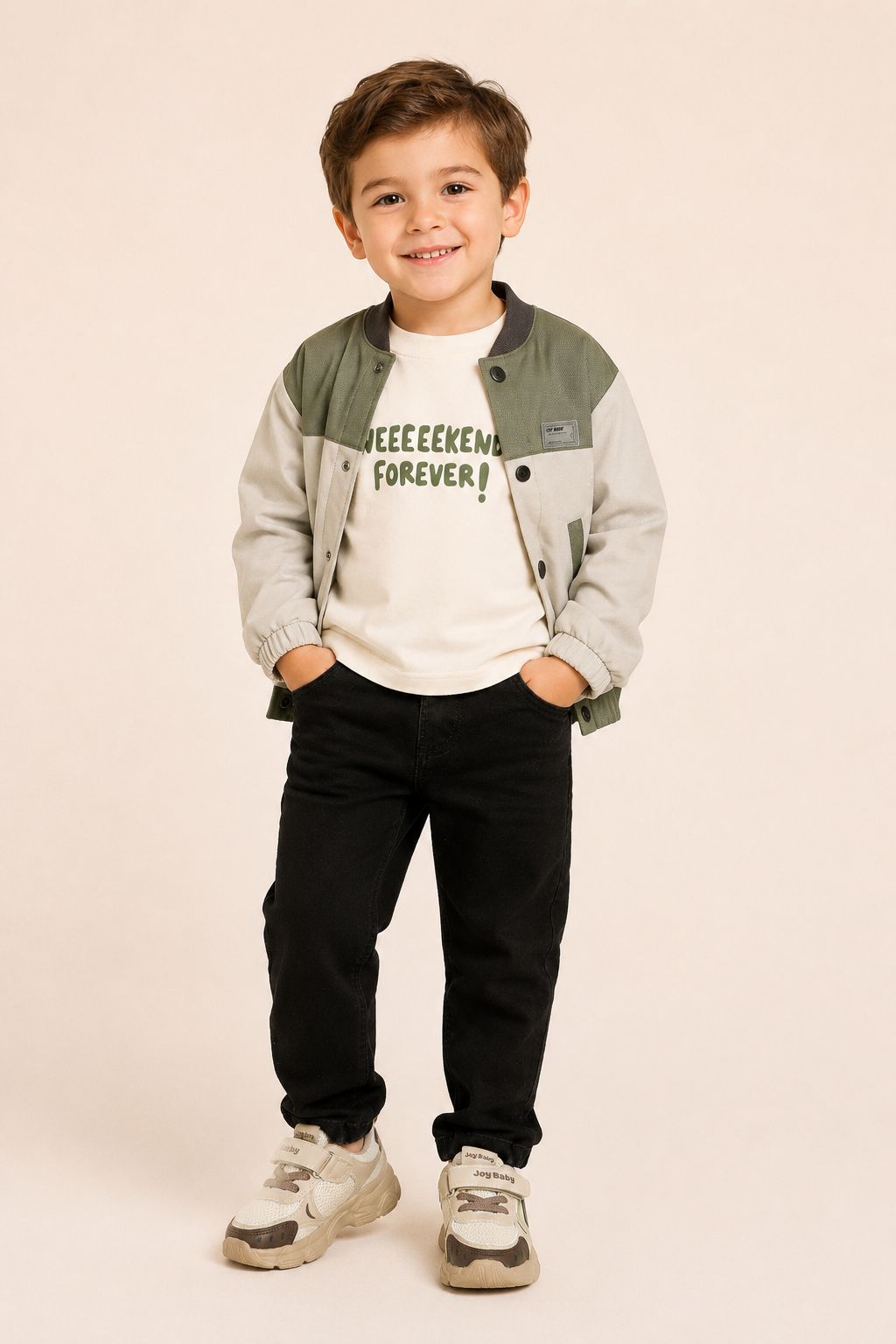 CONJUNTO 3 PRENDAS NIÑOFOREVER VERDE