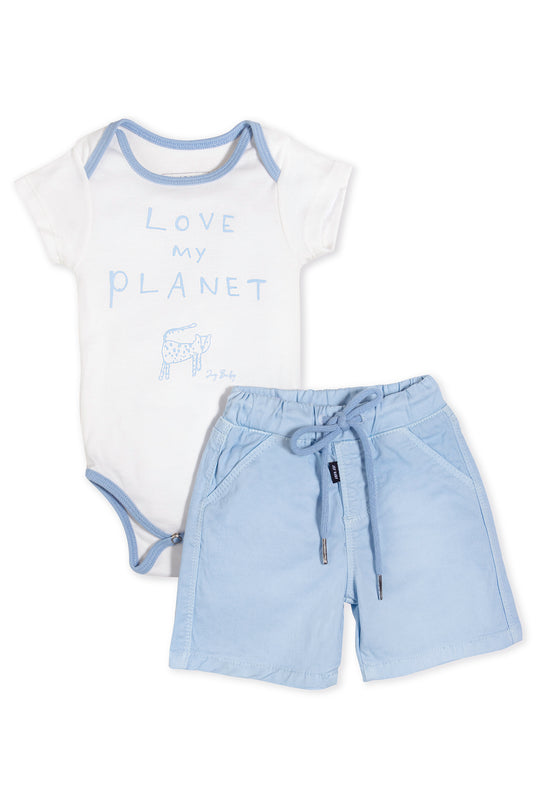 CONJUNTO BEBÉ NIÑO LOVE AZUL