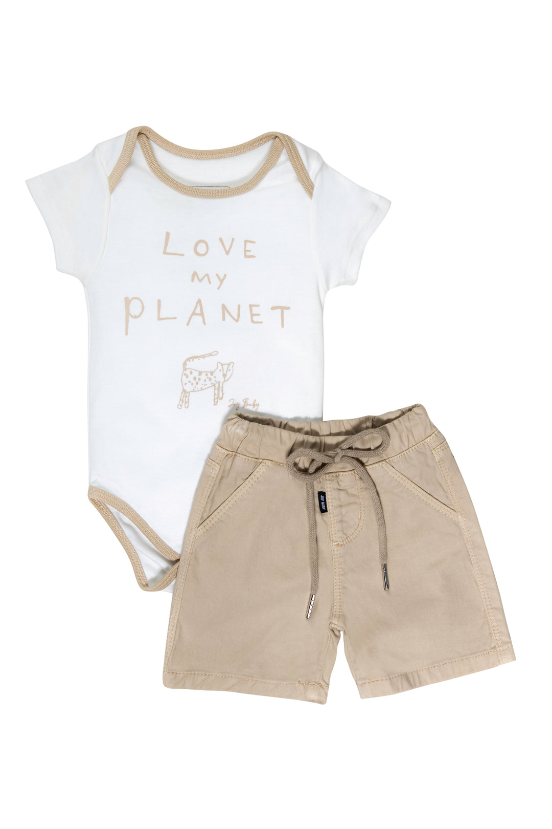 CONJUNTO BEBÉ NIÑO LOVE BEIGE