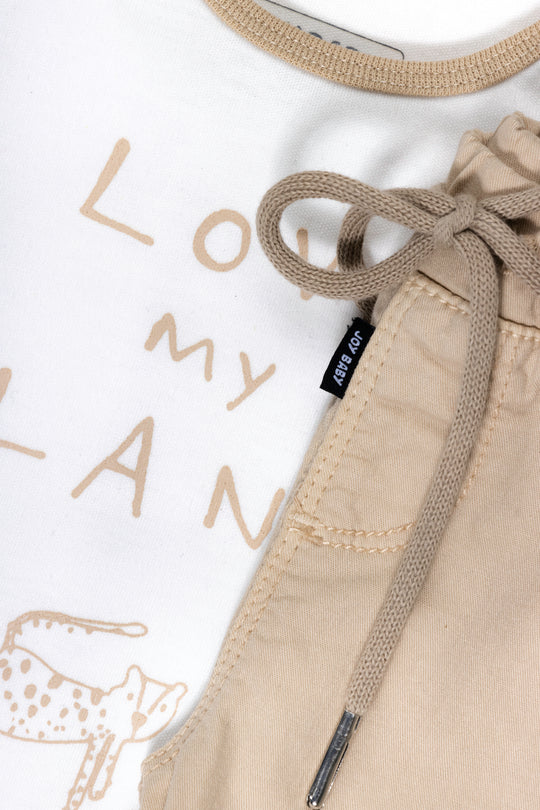 CONJUNTO BEBÉ NIÑO LOVE BEIGE