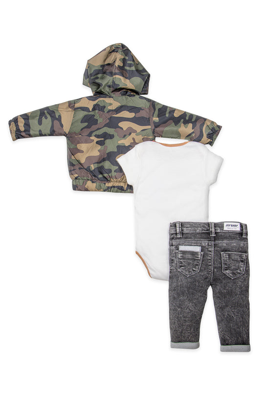 CONJUNTO TRES PRENDAS BEBÉ ARMY