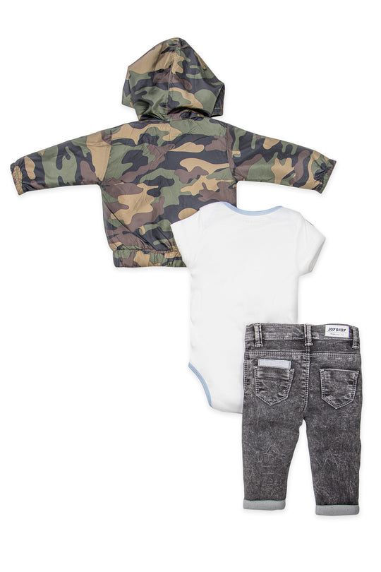CONJUNTO TRES PRENDAS BEBÉ ARMY