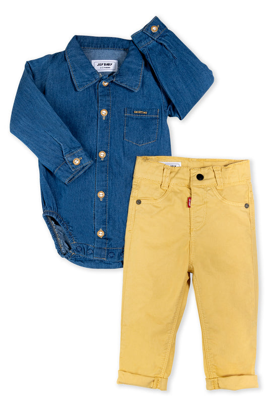 CONJUNTO BEBÉ DENIM MOSTAZA