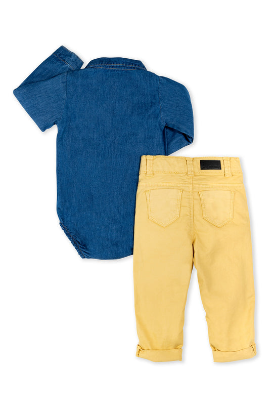 CONJUNTO BEBÉ DENIM MOSTAZA