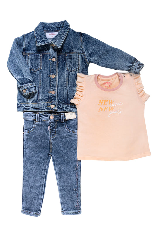 CONJUNTO 3 PRENDAS NIÑA WEEK MANDARINA